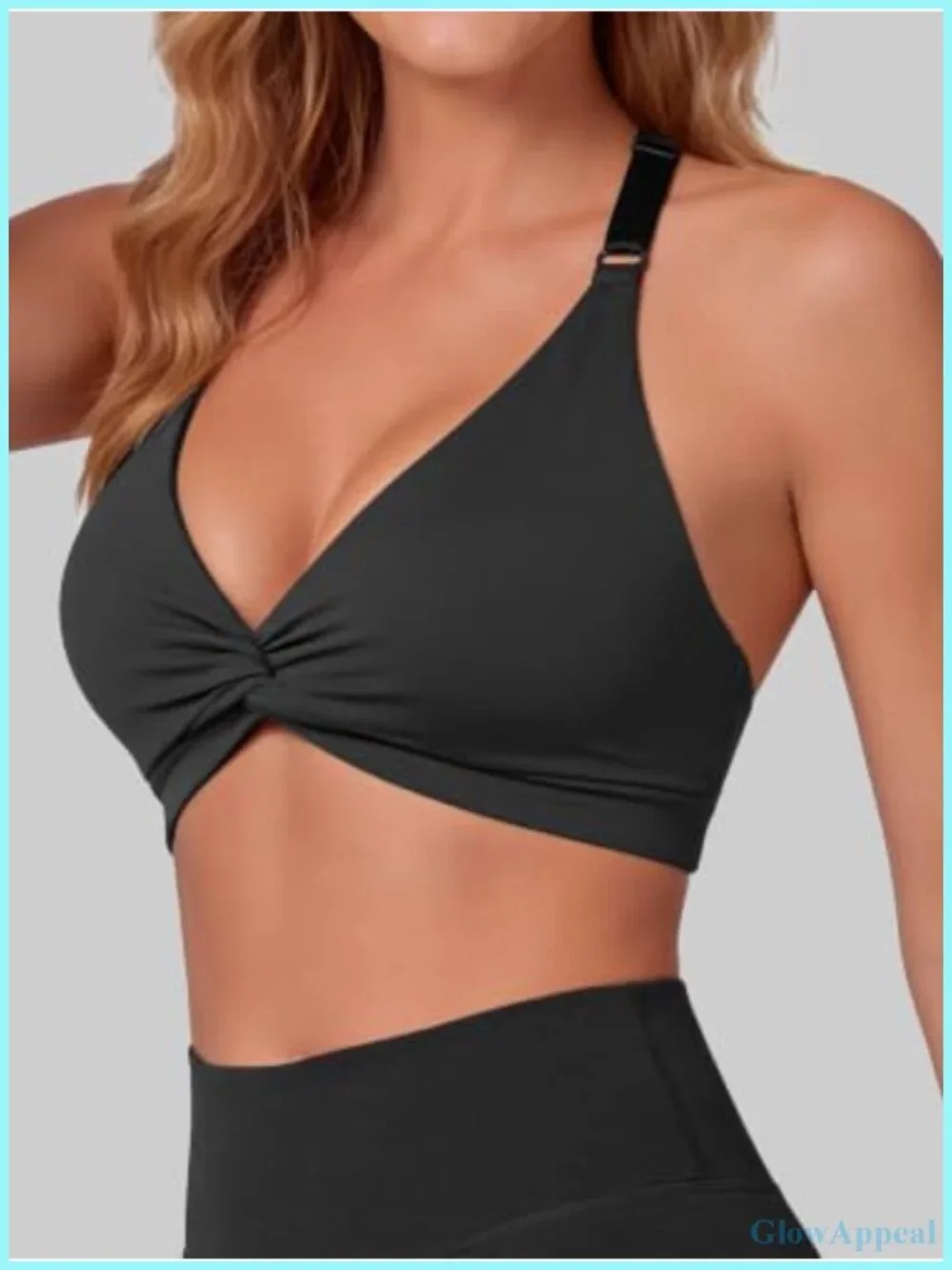 Halter Sports Bra Open Back Twist Front Workout Top